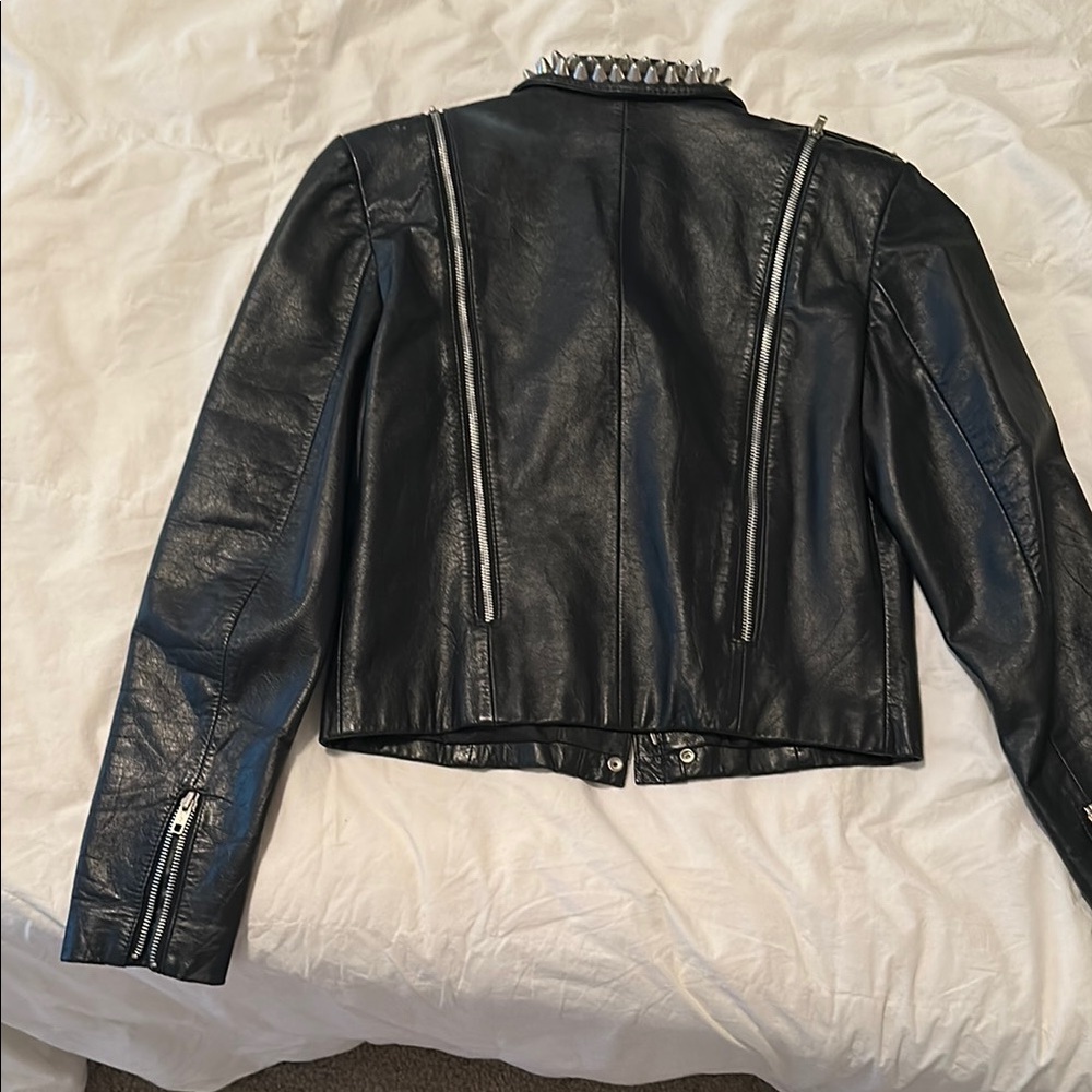 Black Leather Jacket with Spikes - Picture 5 of 7